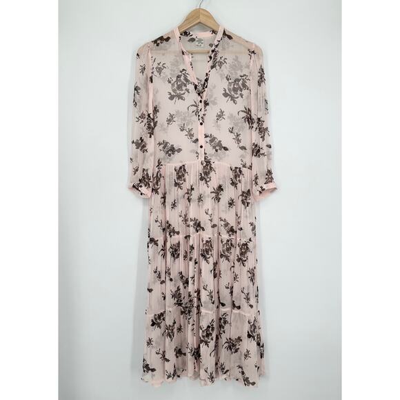 Baum Und Pferdgarten Aia Printed Shirt Dress Floral Puff Sleeve Tiered Maxi - Picture 6 of 16